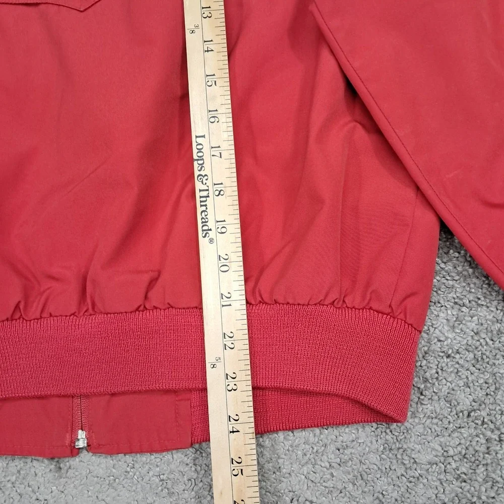 Vintage Lands End Red Harrington Jacket Plaid Lined Bomber Windbreaker Large